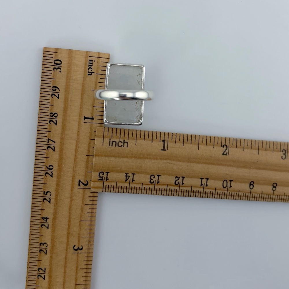 Pure Sterling Silver 925 Rainbow Moonstone Ring Size 9 1/4 9.25 Boho Southwest - Picture 6 of 10